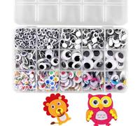 Wiggle Googly Eyes Self Adhesive 750pcs Assorted Sizes 4-18mm Craft Eýes For DIY Crafts Scrapbooking Doll Making School Projects Decorations | Black White Wobbly Eyes Kit