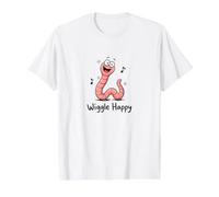 Wiggle Happy Cute Worm Positive Vibes Happiness Value Graphic T-Shirt, Men, White, XL