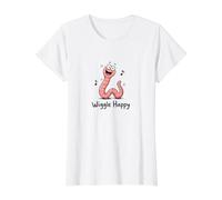 Wiggle Happy Cute Worm Positive Vibes Happiness Value Graphic T-Shirt, Women, White, S