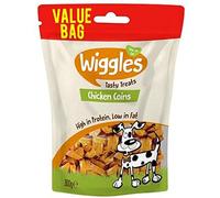 Wiggles 100% Natural Dog Treats Chicken Coins Tasty Delicious High-protein Low Fat Re-sealable Large 300g (Pack of 12)