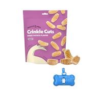 Wiggles & Wags Crinkle Cuts Sweet Potato Dog Treats, 11 oz, with Bone-Shaped Waste Bag Dispenser