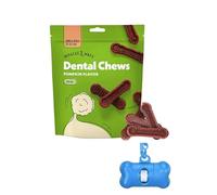 Wiggles & Wags Dental Chews for Small Dogs, Pumpkin Flavor, 12 Ounces with Bone Shaped Dispenser & Roll