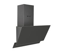 Wiggo Cooker Hood 60 cm Headless I Exhaust Air Recirculation Cooker Extractor 300 m³/h - LED Touch Display 3 Levels I Angled Hood Including Grease Filter & 2x Carbon Filters I Extractor Hood with 2 Part Glass Front Grey