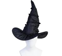 Wiggy Mermaid Black Witch Hat Women Adult Dark Black Witches Hat Costume Accessories for Halloween Masquerade Carnivals Party Novelty Prop