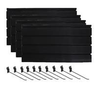 WIGING 4 Pieces Slatwall Panel, Slat Wall Paneling Garage Wall Organizer With 10 Hooks, Heavy Duty Wall Mounted PVC Storage Rack For Retail Store, Home(Black,40x31cm/15.74x12.2in)