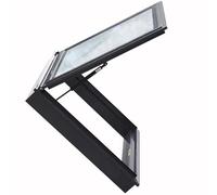 WIGING Skylight House Roof Window, Double Glazed Loft Attic Skylight, 80° Opening Roof Deck, Sloped Flat Roof Skylight Cover For Shed Garage Sun Room Basement(Black)