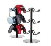 wigmoa GS-W 3 Tier Controller Stand with Headphone Holder Gaming Organizer Compatible with Xbox, PS5, Switch Pro, Switch 2 Desk Accessories (Black/3 Tiers)