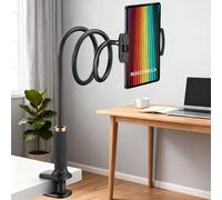 wigmoa K-MT 【38.7inch/98cm】 Tablet Phone Holder Desk Gooseneck Mount, Mount Holder Clip with Grip Flexible Long Arm Compatible for ipad iPhone/Switch/Samsung Tabs/Kindle Fire HD K-MT (Black)