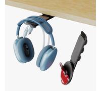 wigmoa K-U1 Headphone Hanger Stand 360°Rotating Headset Holder with Cable Organizer, Under Desk Headphone Hook Mount, Gaming Headset Clamp Compatible for HyperX, Razer, Sennheiser. (Black)