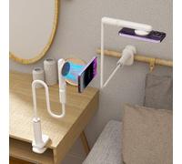 wigmoa LA-5 90cm/35 Inch Magnetic Phone Holder Gooseneck Arm Mount for Bed & Desk, 360° Rotating Overhead Stand Compatible with iPhone 16/15/14 Pro Max, Great for Streaming & Zoom (White)