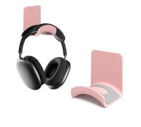 wigmoa S-T8 Compact Headphone Stand for Under Desk Headset Wall Mount with Secure Adhesive Hook, Compatible for Airpods Max &Most Headphone/Controller (Pink/Wall Mount)
