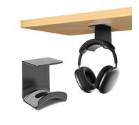 wigmoa S-T8 Compact Headphone Stand for Under Desk Headset Wall Mount with Secure Adhesive Hook, Compatible for Airpods Max &Most Headphone/Controller (Black/Under Desk)