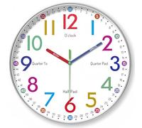 wigmoa Telling Time Clock - NonTicking Cute Wall Watch Clock - Silent Analog Clock for Room- BA-3 (A Type, 10 Inch)