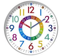 wigmoa Telling Time Clock - NonTicking Cute Wall Watch Clock - Silent Analog Clock for Room- BA-3 (B Type, 10 Inch)
