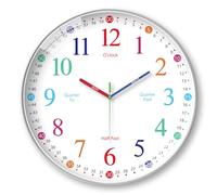 wigmoa Telling Time Clock - NonTicking Cute Wall Watch Clock - Silent Analog Clock for Room- BA-3 (E Type, 10 Inch)