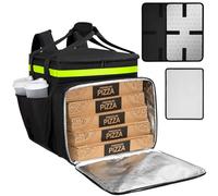 Wigojoy Food Delivery Backpack, Expandable Delivery Backpacks for Hot/Cold with Reflective Strips and Cup Holder, Bike Delivery Bag Backpack Suitable for Uber Eats, DoorDash, Pizza bag, Black yellow