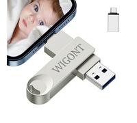 WIGONT USB Stick 256 GB for Storing More Photos and Videos, 3 in 1 USB Stick for iPhone Memory Stick Made of Metal with 360° Rotation, Memory Stick for Mobile Phone Compatible with i0S/Android/PC.