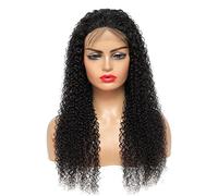 wigs 10-30 Inch Real Hair Head Coverings 4×4,13×4 T-shaped Head Coverings, Small Curly Black Long Curly Hair, Girls Wavy Curly Hair wig(T-type 13 * 4,26 inches/66CM)