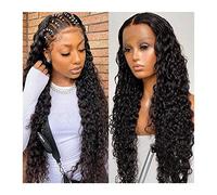 Wigs 13x4 Lace Front Wigs Human Hair Pre Plucked Brazilian Loose Deep Wave Lace Frontal Wig with Baby Hair Natural Black Human Hair Wigs for Black Women Women Wig (Color : 13X4 WIG 150%, Size : 20in