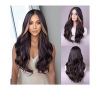 Wigs 26 Inches Reddish-brown Medium Part Wavy Curly Wig Natural Synthetic Heat Resistant Fiber Wig for Everyday Party Use Women Wig(BBW19955M)