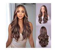 Wigs 26 Inches Reddish-brown Medium Part Wavy Curly Wig Natural Synthetic Heat Resistant Fiber Wig for Everyday Party Use Women Wig(BBW901M)