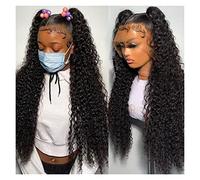 Wigs 30 40 Inch Deep Wave Curly 360 Lace Frontal Human Hair Wigs Brazilian 4x4 Lace Closure Loose Water Wave Wig for Black Women Women Wig(Color:13x4 Lace Wig,Size:14 inch)