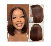 Wigs 4# HD Transparent Curly Straight Lace Frontal Bob Human Hair Wig 13x4 Lace Front Wig PrePlucked Women Wig(10inches)