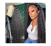 Wigs 8-40" Deep Wave Lace Front Wig for Women 13×4 13×6 Brazilian Human Hair Wig Glueless Curly Transparent Lace Frontal Wig with Baby Hair Women Wig (Color : 13X4 lace wig 150 density, Size : 8inch