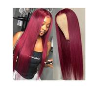Wigs 99J Burgundy Lace Front Wig Straight Remy Hair 13x4 HD Lace Frontal Wigs Pre Plucked 99J Straight Human Hair Lace Wig with Baby Hair for Women Lace Wig(30inches)