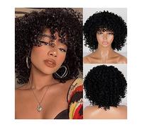 Wigs Afro Bomb Curly Wigs for Black Women, Short Afro Kinky Curly Wig with Bangs, 12 Inch Synthetic Heat Resistant Full Curly Wig Fancy Dress (Color : 003, Size : 12