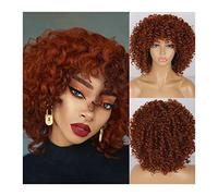 Wigs Afro Bomb Curly Wigs for Black Women, Short Afro Kinky Curly Wig with Bangs, 12 Inch Synthetic Heat Resistant Full Curly Wig Fancy Dress (Color : 006, Size : 12