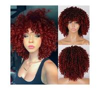 Wigs Afro Bomb Curly Wigs for Black Women, Short Afro Kinky Curly Wig with Bangs, 12 Inch Synthetic Heat Resistant Full Curly Wig Fancy Dress (Color : 008, Size : 12