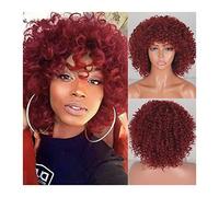 Wigs Afro Bomb Curly Wigs for Black Women Short Afro Kinky Curly Wig with Bangs 12inch Synthetic Heat Resistant Full Curly Wig Women Wig (Color : 004, Size : 12inches)