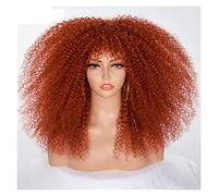 Wigs Afro Curly Wigs for Black Women Black to Brown Afro Kinky Curly Wig with Bangs 18Inch Synthetic Fibre Glueless Cosplay Hair Women Wig(Color:350r)