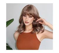 Wigs Ash Blonde Natural Wave Synthetic Wig for Women Daily Shoulder Length Blonde Wigs with Bangs High Temperature Fiber Wig