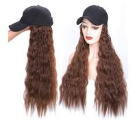Wigs Black Wavy Ladies Wig Hats, High Temperature Silk Synthetic Long Wave Baseball Cap With Wavy Hair Accessories Wig Costume Party(B)