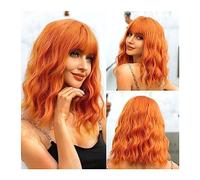 Wigs Blue Short Bob Cosplay Lolita Synthetic Wigs Water Wavy Hair Wig with Bangs for Women Natural Heat Resistant Halloween Party Use Women Wig(Color:WL1006-1)