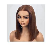 Wigs Bob Wigs Human Hair Chocolate Brown 13×4 Lace Front Wigs 180% Density Women Wig(10inches)