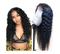 Wigs Brazilian Human Hair 13x4 Deep Wave Lace Front Wigs Natural Real Hair Pre Plucked 8-34" Long Wave Curly Remy Hair Lace Frontal Wigs with Baby Hair Women Wig (Size : 150 Density, Color : 12inche