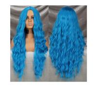 Wigs Cosplay Party Lolita Red Black Pink Wig Long Wavy Green Synthetic Wig Women's Heat-Resistant Natural Half Part Women Wig(08C)