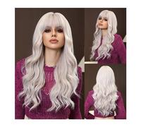 Wigs Cosplay Party Wig High Temperature Fiber Brown to Platinum Ombre Long Wavy Synthetic Hair Wigs with Bangs for Women Women Wig(LC1148-1)