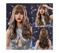 Wigs Cosplay Party Wig High Temperature Fiber Brown to Platinum Ombre Long Wavy Synthetic Hair Wigs with Bangs for Women Women Wig(LC1141-1)