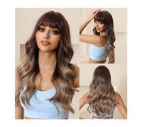 Wigs Cosplay Party Wig High Temperature Fiber Brown to Platinum Ombre Long Wavy Synthetic Hair Wigs with Bangs for Women Women Wig(LC1170-1)