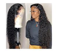 Wigs Curly 360 Lace Front Human Hair Wigs 16-34" Transparent Lace Frontal Wigs Glueless Deep Wave Lace Wig with Baby Hair Brazilian Remy Hair Wigs Women Wig (Size : 180% 360 Lace Frontal Wig, Color