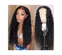Wigs Curly T-Part Lace Front Wigs Human Hair for Black Women, Glueless Deep Wave 13×4×1 Transparent Lace Front Wigs Remy Hair Pre Plucked with Baby Hair Lace Wig(14inches)
