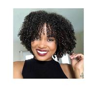 Wigs Curly Wigs Human Hair Short Curly Human Hair Wig with Bangs Wigs for Black Women Women Wig(16inches)