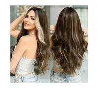 Wigs Daily Party Ombre Silvery White Curly Wig with Bangs Synthetic Natural Lolita Wigs Long Wavy Hair Wig for Women Cosplay Women Wig(Color:MW9055-1)