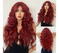 Wigs Daily Wig Natural Wave Hair Golden Brown Long Wavy Synthetic Wigs with Bangs for Black Women Afro Cosplay Heat Resistant Fibre Women Wig(LC3040-1)