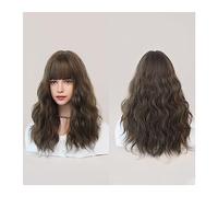 Wigs Dark Red Wigs for Women Burgundy Wavy Wig with Bangs Colorful Synthetic Ombre Red Wig for Daily Party Wig(Bruin)