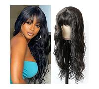 Wigs Fake Scalp Wigs with Bangs, Body Wave Brazilian Human Hair Wigs with Bangs 8-24 Inch Natural Top Scalp Human Fringe Wigs for Women Women Wig (Size : 180 Density, Color : 20 inch)